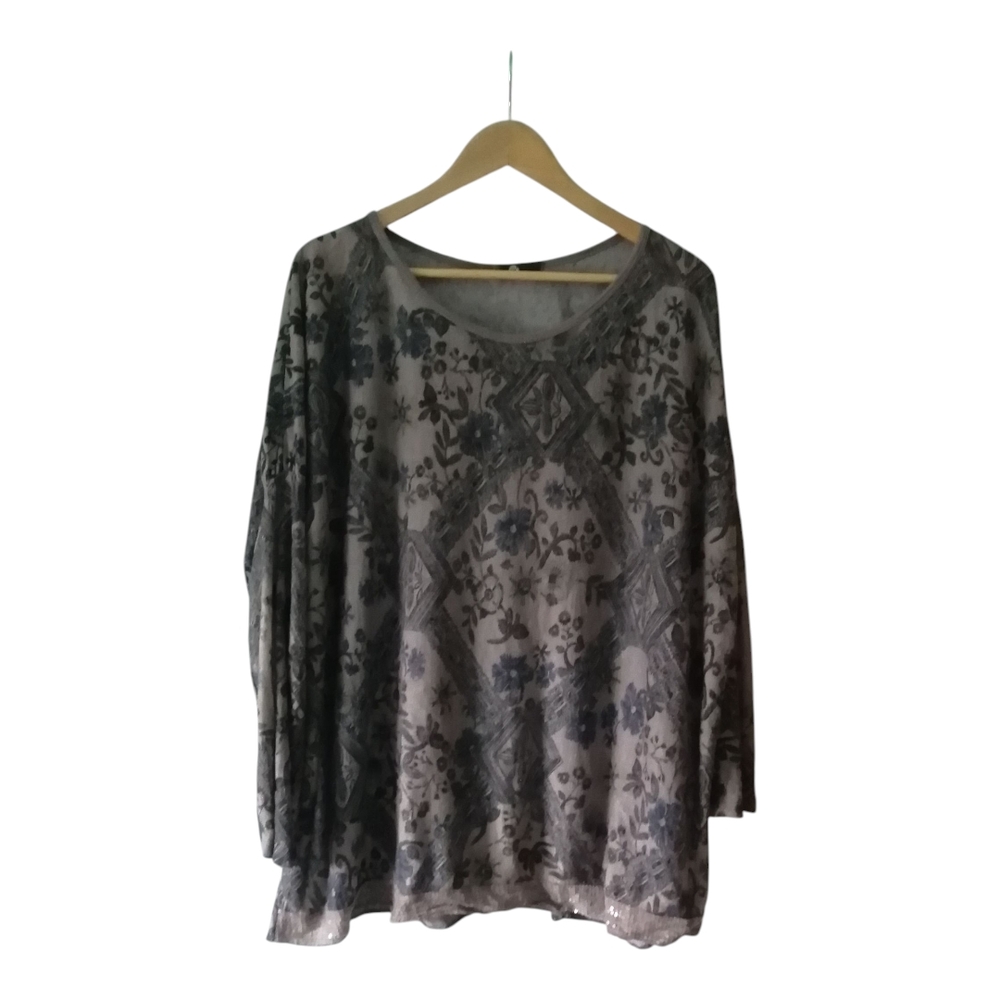 Floral Patterned Gray Women's Top